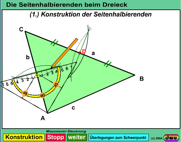 dwu-Animation zu den Seitenhalbierenden im Dreieck