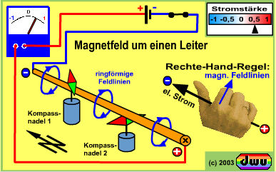 dwu-Animation zum Magnetfeld eines stromdurchflossenen Leiters